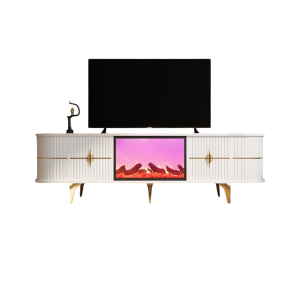 Tokumyüz Elektronik Şömineli Beyaz TV Ünitesi