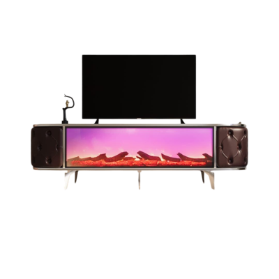 Elektronik Şömineli Çekmecesiz Kahverengi TV Ünitesi