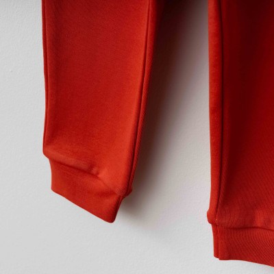 Organik Kırmızı Çizgili Hoodie Alt Üst Takım İkili Takım