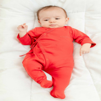 Organik Kırmızı İpli Tek Parça Tulum