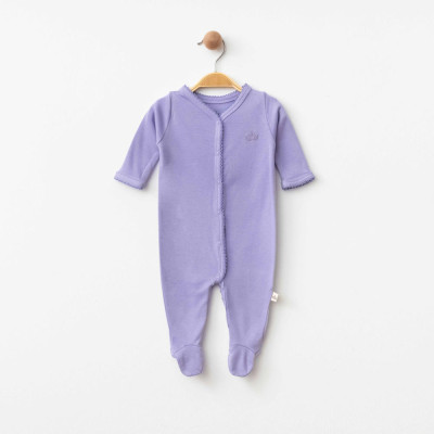 Organik Pamuklu Mor Yaka Detaylı Tulum