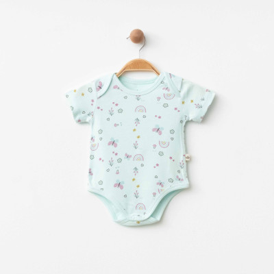 Organik Pamuklu Çiçek Desenli Zıbın