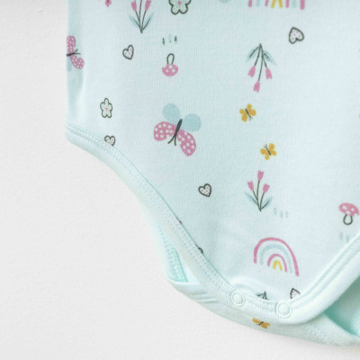 Organik Pamuklu Çiçek Desenli Zıbın