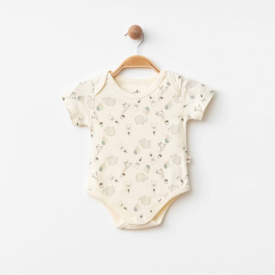 Organik Pamuklu Hayvan Desenli Krem Zıbın