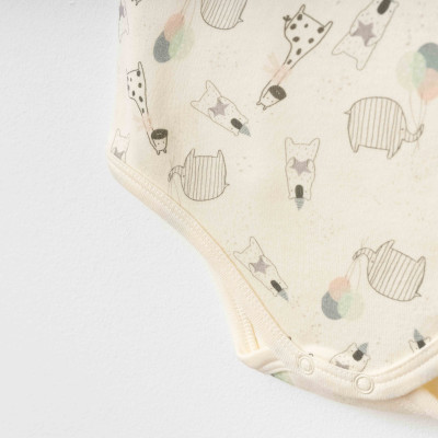 Organik Pamuklu Hayvan Desenli Krem Zıbın