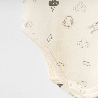 Organik Pamuklu Hayvan Desenli Krem Zıbın