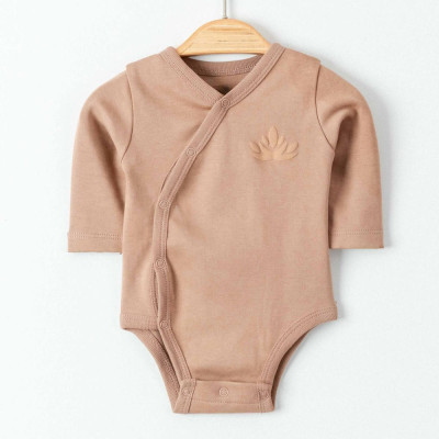 Organik Pamuklu Düğmeli Kahverengi Zıbın