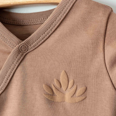 Organik Pamuklu Düğmeli Kahverengi Zıbın