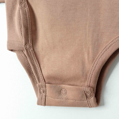 Organik Pamuklu Düğmeli Kahverengi Zıbın