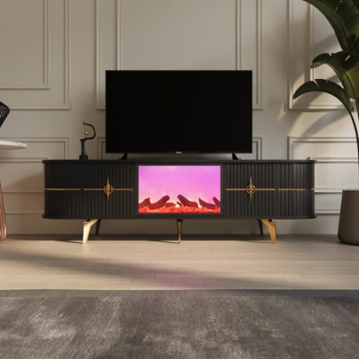 Elektronik Şömineli İki Çekmeceli TV Ünitesi
