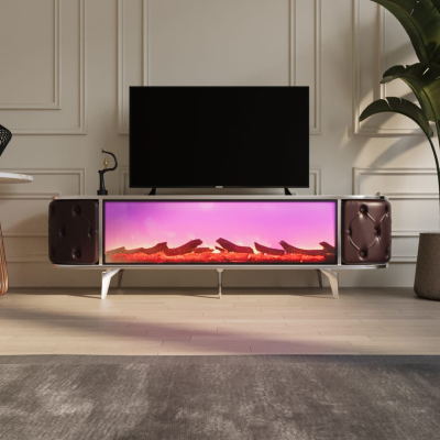 Berrak Elektronik Şömineli Kahverengi TV Ünitesi