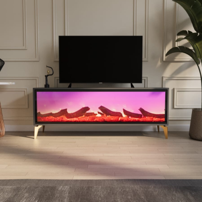 Zara Elektronik Şömineli Gri TV Ünitesi