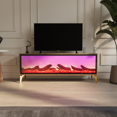Zara Elektronik Şömineli Kahverengi TV Ünitesi